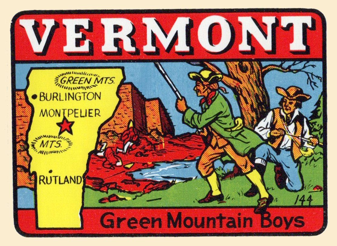 (image for) Vermont (3) Green Mountain Boys Vermont Vintage Vacation Sticker